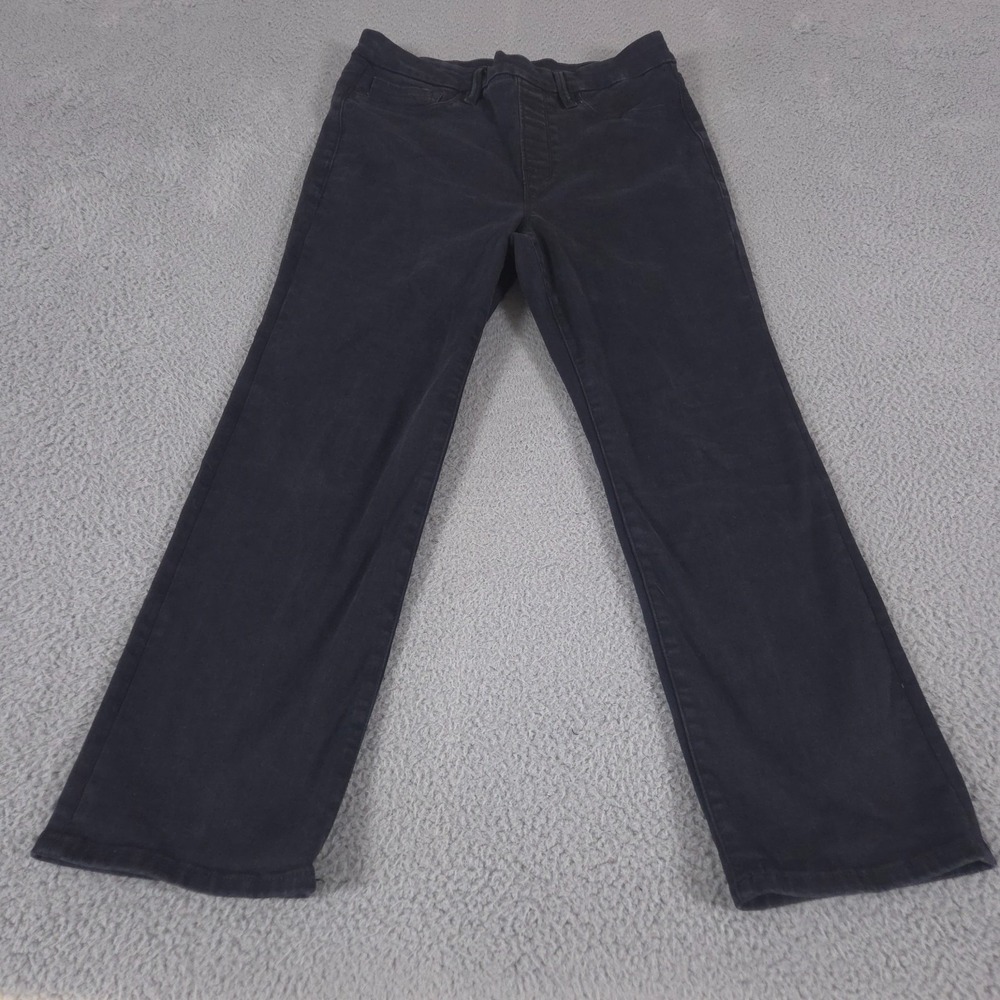 Good American Jeans Womens Large Black Good Legs Straight Pull On Elastic Denim